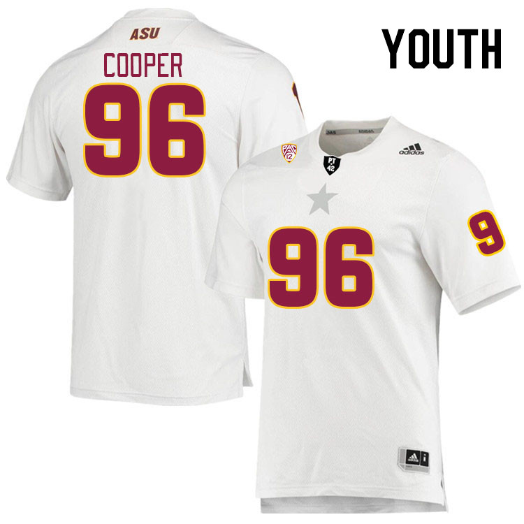 Youth #96 Anthonie Cooper Arizona State Sun Devils College Football Jerseys Stitched Sale-White - Click Image to Close
